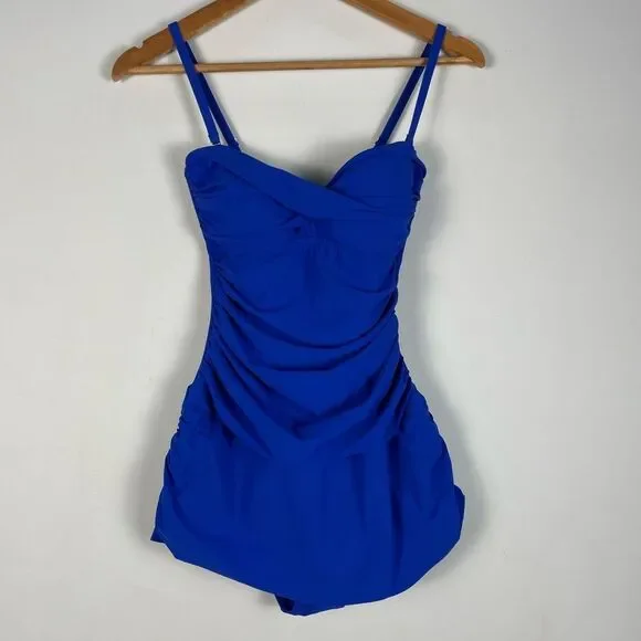 Gottex Profile Size 6 Bandeau Swim Dress One Piece Swimsuit NEW Blue - Picture 2 of 14